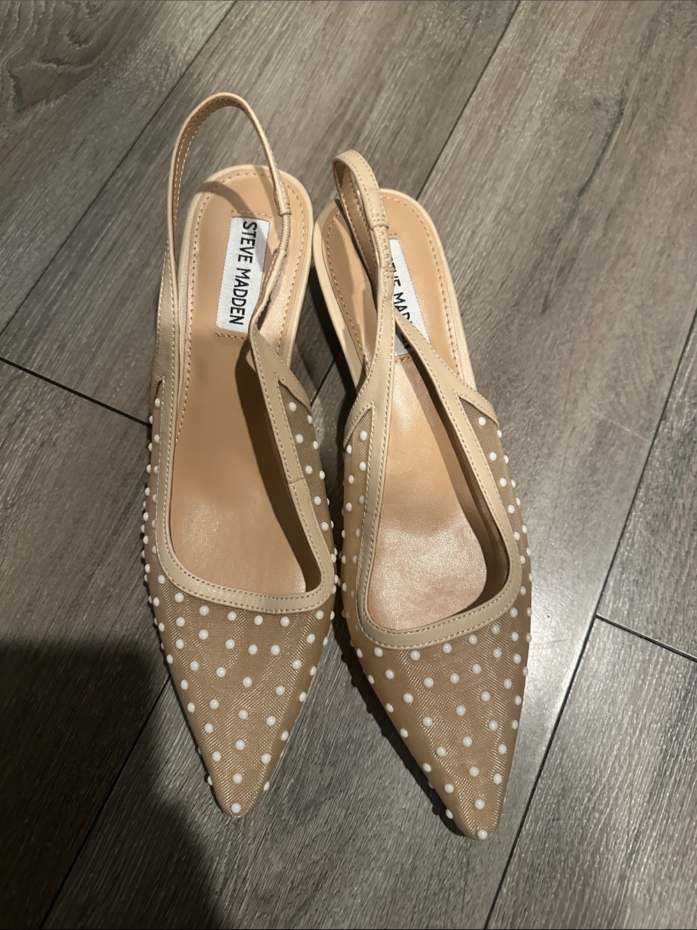 Steve Madden bri mesh pearl kitten heels